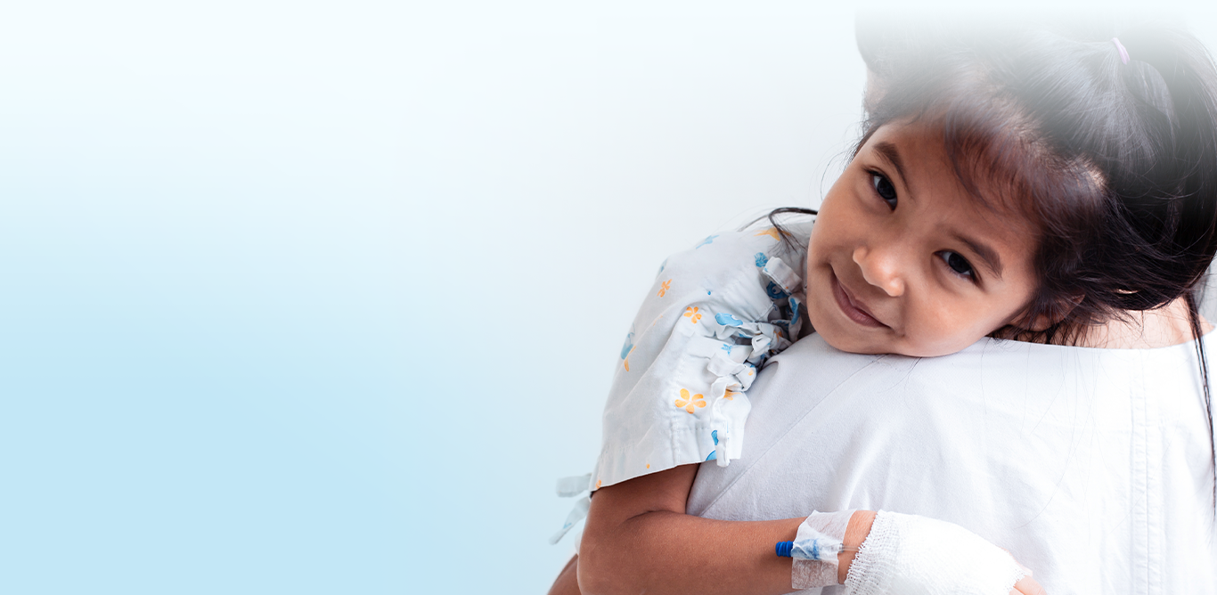 Girl patient on Mother's Shoulders